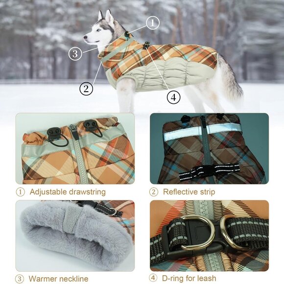 Warm Dog Winter Coat Size: Large - Picture 4 of 6